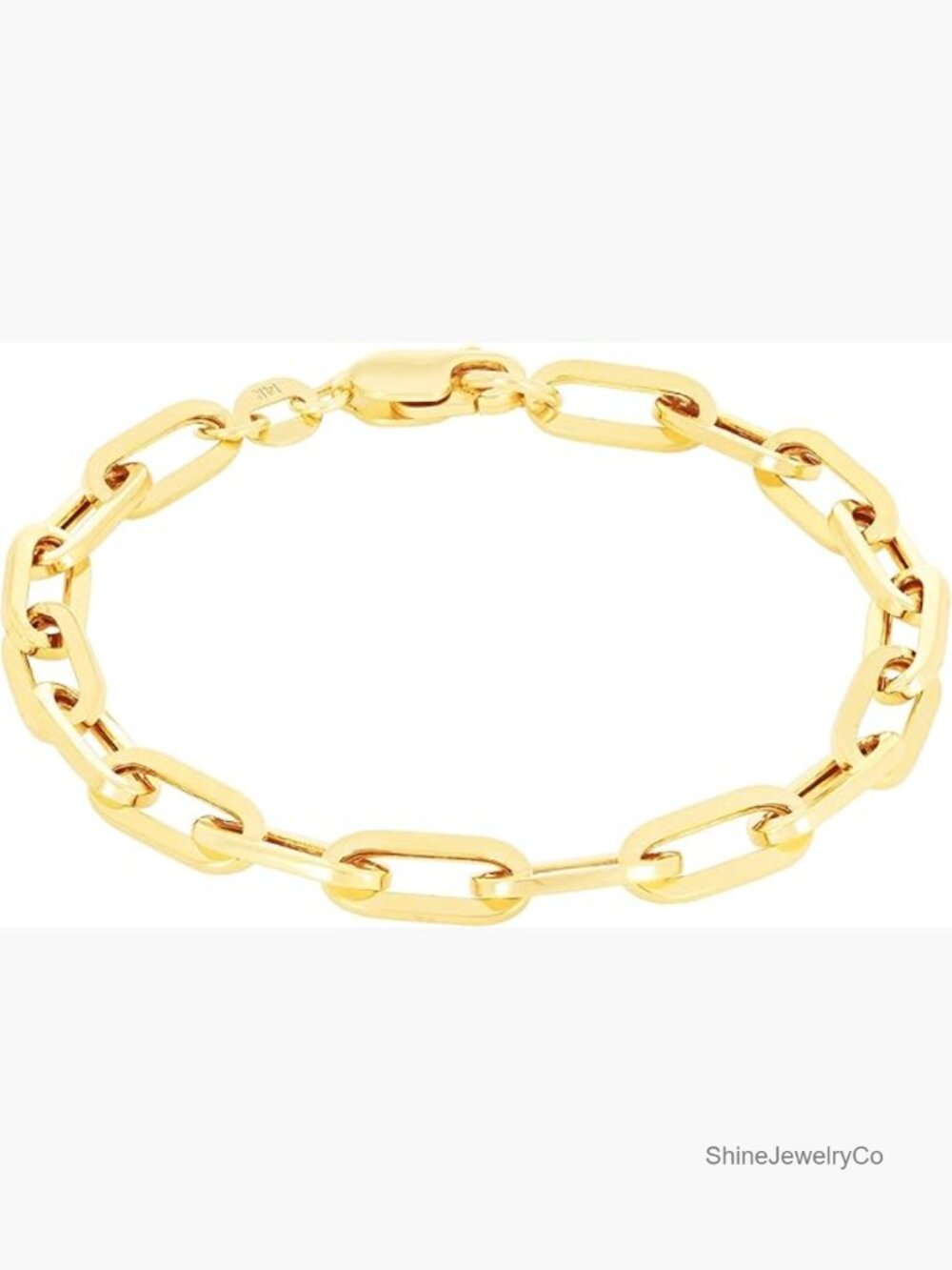 14K Real Yellow Gold Paperclip Chain Link Bracelet 7"-8" Italy